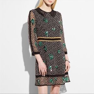 Coach Embroidered Sequin Silk Dress